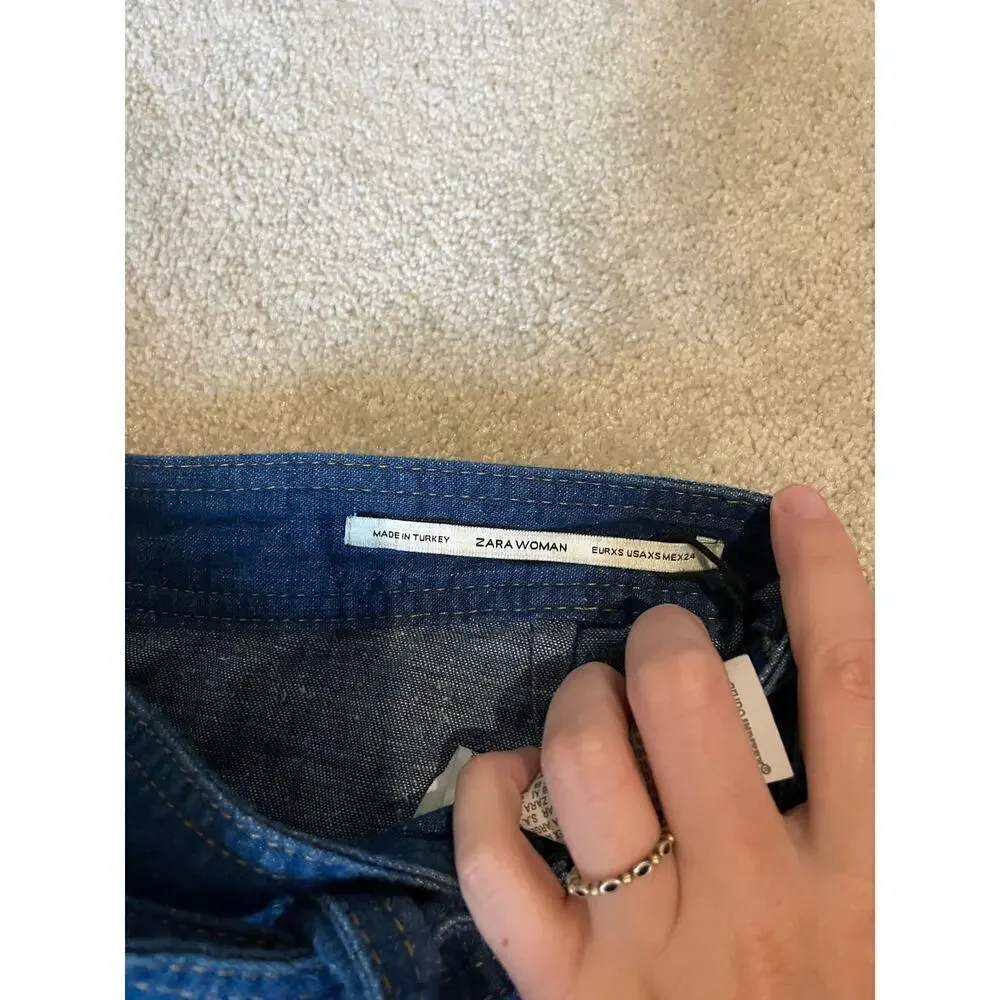 ZARA Denim Mini Skirt with Front Tie